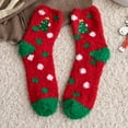 thumbnail image 2 of Mujer Niñas Navidad Lindo Coloer Raya Papá Noel Estampado Espesar Coral Fleece Keep Warm Socks Sox Fridja nalpqowj3704, 2 of 3