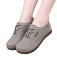 thumbnail image 4 of Breathable Mesh Low Top Casual Shoes For Women, Lightweight Soft Flat Sole, Sport Decor Daily Walking Footwear Gray 40, 4 of 6