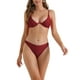 thumbnail image 1 of Conjuntos de bikini con aros para mujer INSPIRE CHIC de 2 piezas, tirantes ajustables, parte inferior triangular, trajes de baño, tamaño X-Small, color rojo vino, 1 of 5