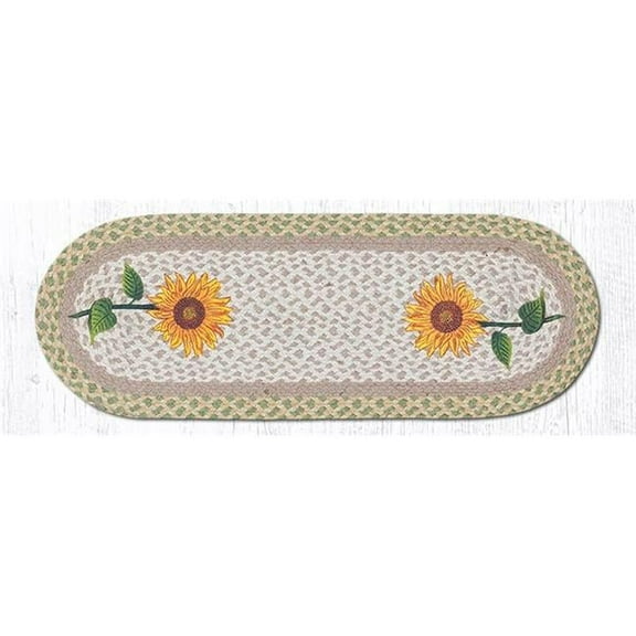 Capitol Importing 68-529TS 13 x 36 in. Tall Sunflowers Oval Patch Runner Rug