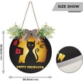 thumbnail image 3 of SKYSONIC Halloween Cat Welcome Sign Front Door Decoration Round Door Hanging Sign Porch Decorations for Home Outdoor Indoor Holiday Fall Halloween Christmas - 11.8x11.8 inch, 3 of 7