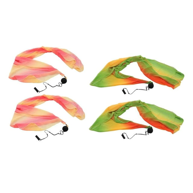 2 pares de bolas de lanzamiento Poi de velo de seda que fluyen para bailar, fiestas, carnaval, Yuyangstore traje de danza del vientre para mujer