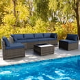 thumbnail image 6 of MeetLeisure Patio Furniture Sets, Modular Rattan Outdoor Patio Sectional Furniture Sofa Set for Garden, Backyard and Poolside, Blue, 6 of 8