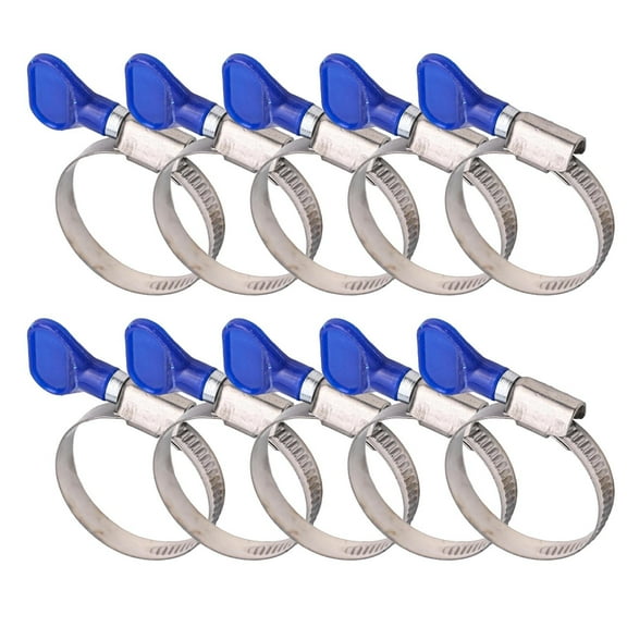Stainless Steel Hose Clamps 25-40mm 10 Pack Adjustable Wing Nut Pipe Clamps for Pool Water Gas Car Washing Machine Hose