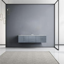 Lexora 72 in. Geneva Double Vanity Cabinet, White Carrara Marble Top & White Square Sinks & No Mirror, Dark Grey