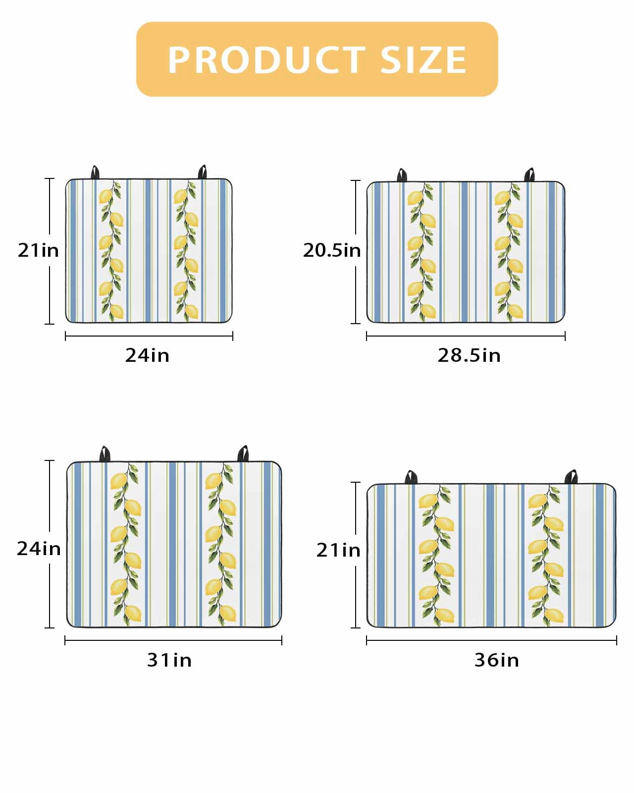 nqOlkjepod Large Induction Cooktop Protector Mat 24"x21", Yellow Lemon Stove Top Covers for Electric Stove, Farmhouse Modern Vertical Striped Fruit Stove Burner Cover Mats, Glass Top Stove Cover