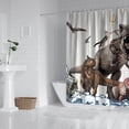 thumbnail image 3 of Funny Dinosaur Kids Shower Curtain Set, Cute Cat Riding Ferocious Dino Shower Curtain for Boys, Bathroom Accessories Home Decor Waterproof Durable Fabric with 12 Hooks 72 x 72 Inches, 3 of 6