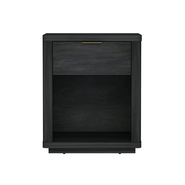 Table de Nuit Moderne Evelyn avec 1 Tiroir à Rallonge Complète en Gris Anthracite