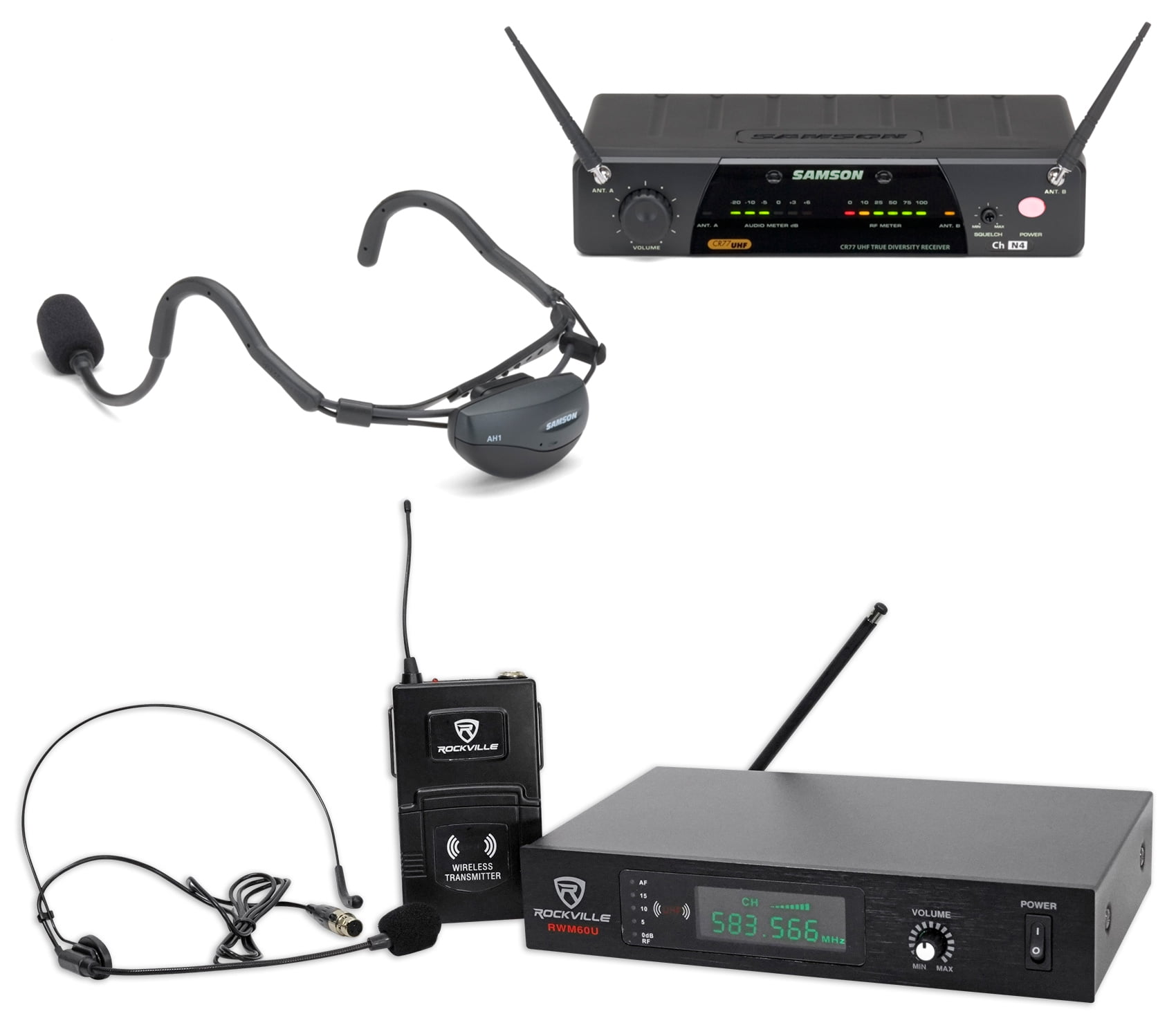 Samson AirLine 77 Wireless Fitness Headset Microphone Mic System-K2+Free Headset