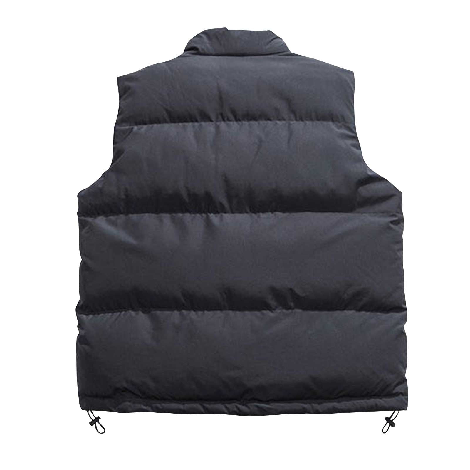 Dagegui Men's Sleeveless Jackets Quilted Puffer Stand Collar Vest Lightweight Outdoor Running Athletic Coats with Pockets Dark Gray S