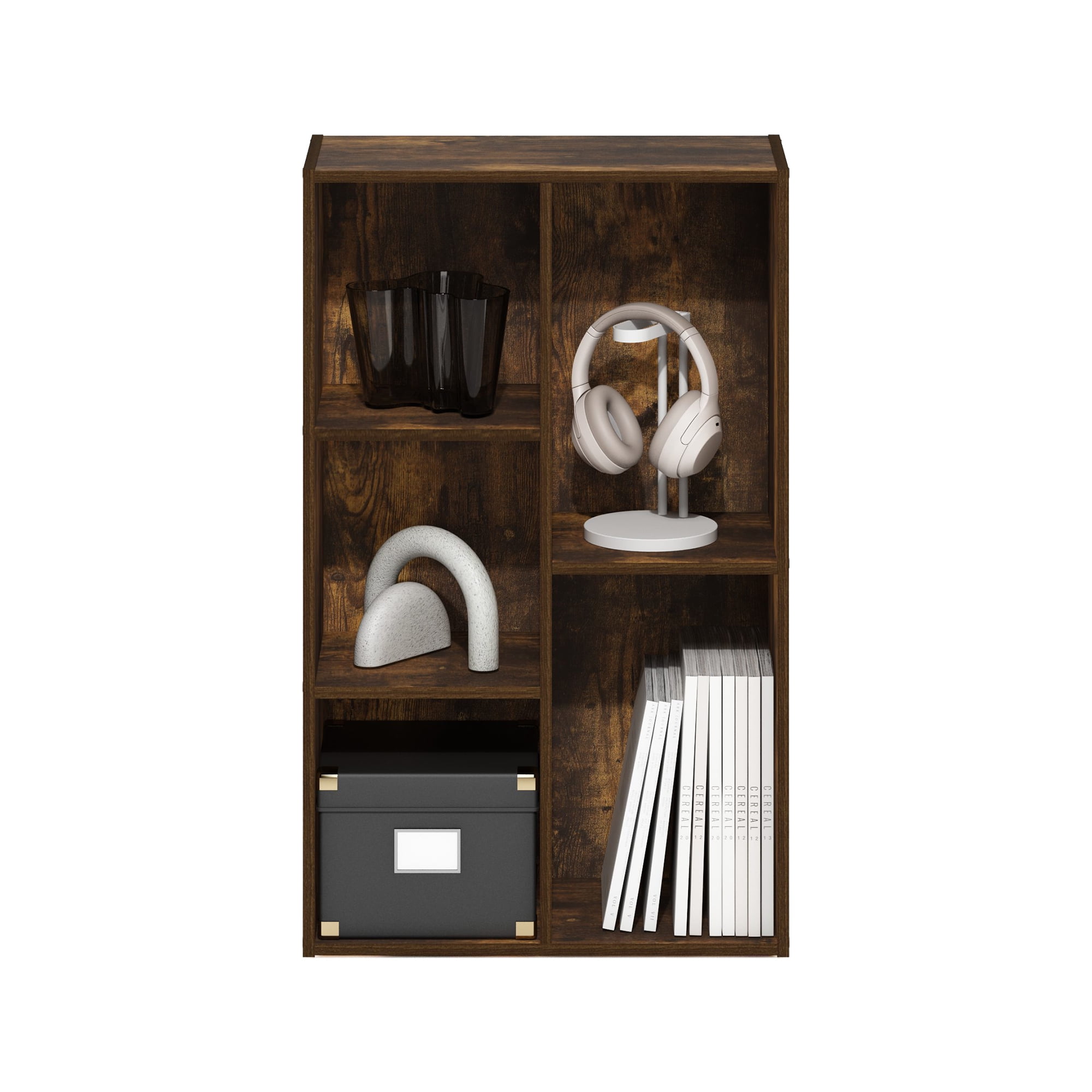 Furinno LUDER 5-Cube No Tool Assembly Open Shelf in Amber Pine