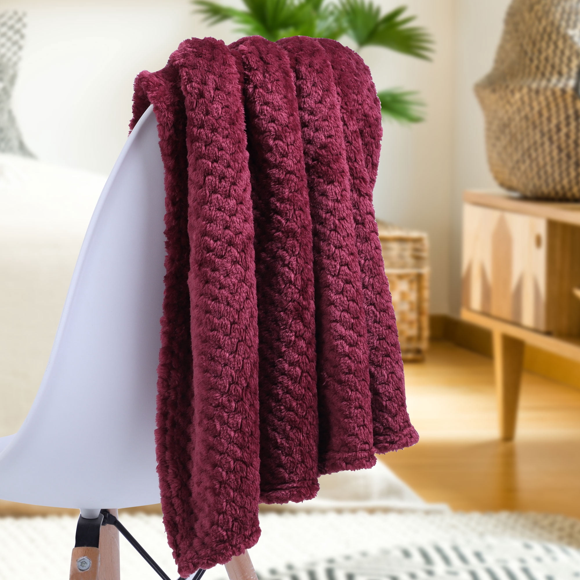 Unique Bargains Soft Flannel Fleece Velvet Blanket Burgundy 30" x 40"