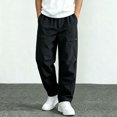 thumbnail image 2 of YUANxueke Boys Fleece Cargo Pants Elastic Waist Outdoor Hiking Sweatpants with Pockets,Black,Sizes 3-15, 2 of 5
