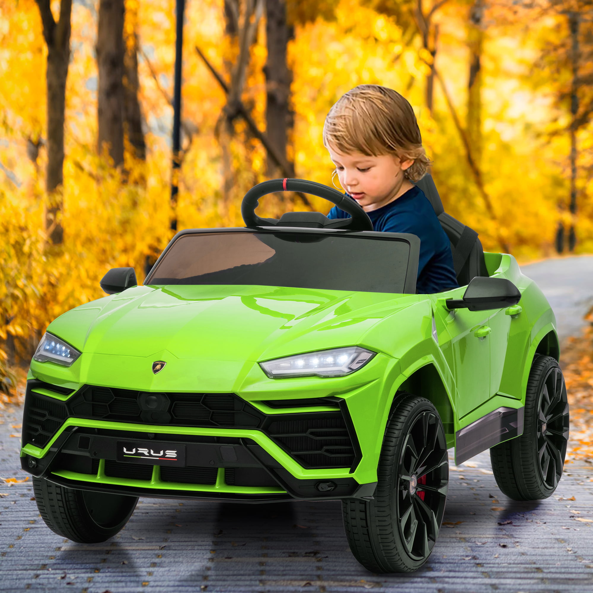 Details about   12V Ride On Car Toy Licensed Lamborghini Wheels Suspension LED Lights Green 