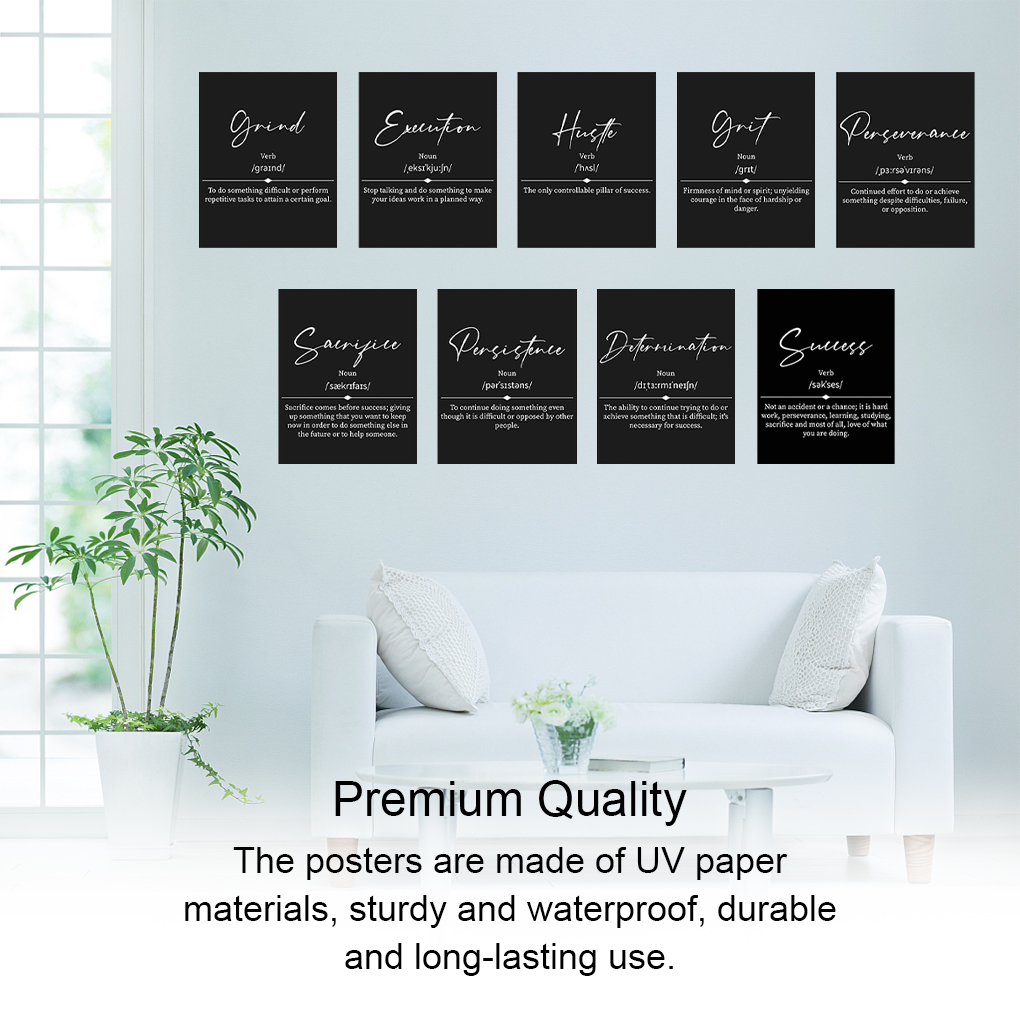 Black White Letters Posters Paper Wall Art Motivational office wall art  Home Decoration Painting Inspiring Entrepreneur for Office Living Grind 