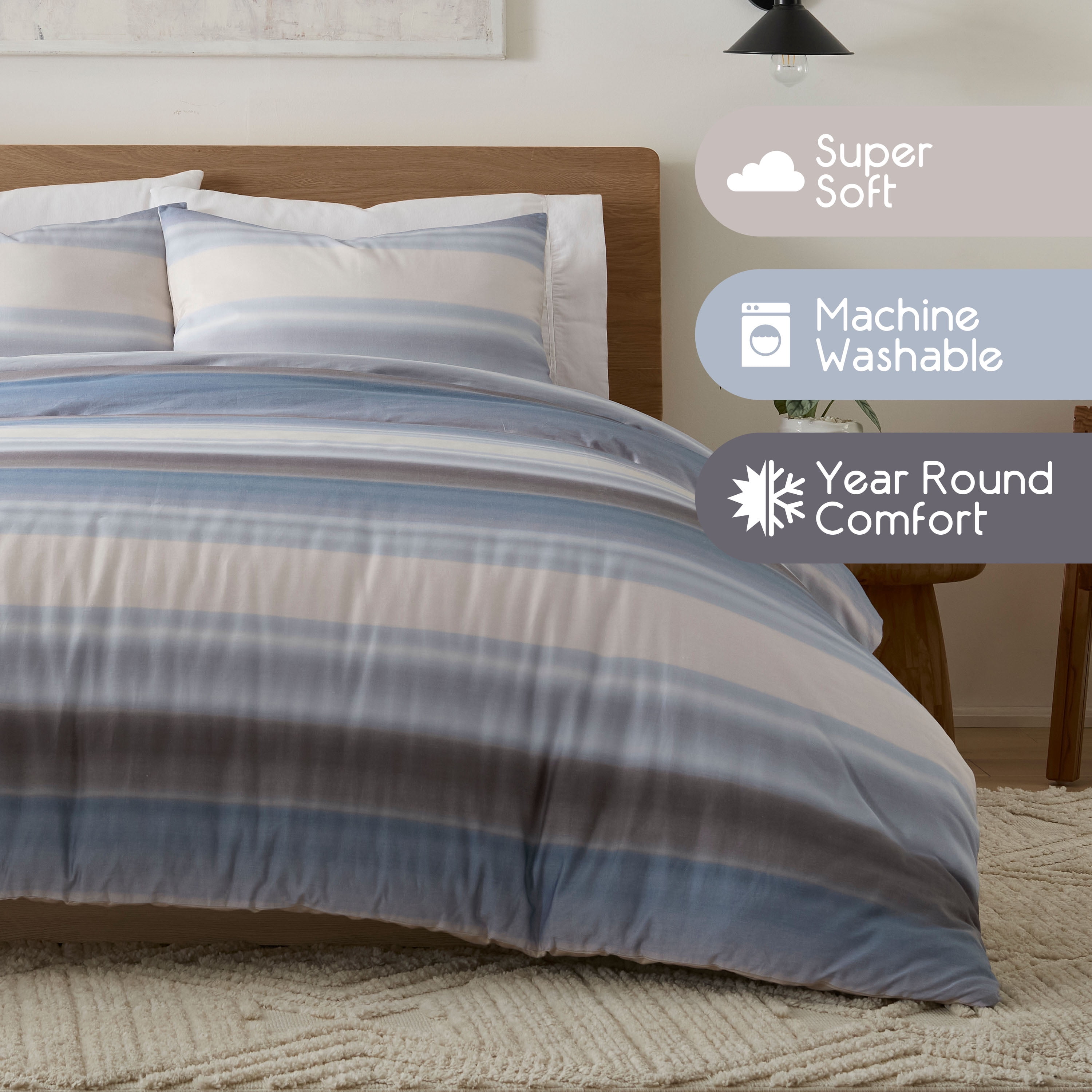 Vellux Alfie Cotton Sateen Comforter Set, Full/Queen, Blue