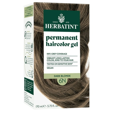 Herbatint Permanent Hair Dye For Women, 6N Dark Blonde, Alcohol Free, Vegan, 100% Grey Coverage - 5.75 fl oz