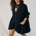 thumbnail image 2 of PENGXIANG Robe Chemise à Manches Longues pour Femmes Automne Couleur Unie Col à Revers, 2 of 5