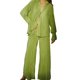 thumbnail image 1 of VISgogo Traje de pantalón de dos piezas para mujer, blusa de manga larga de color liso y pantalones de corte recto VISgogo  moda, 1 of 9