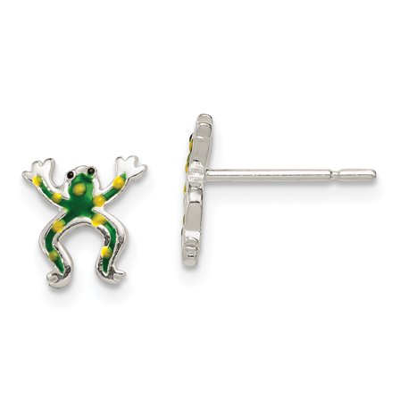 Primal Silver Sterling Silver Enamel Frog Post Earrings