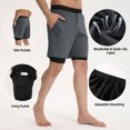 thumbnail image 3 of Pantalones cortos deportivos 2 en 1 para hombre, bolsillo, elástico, transpirable, baloncesto, correr, Fitness, 3 of 7
