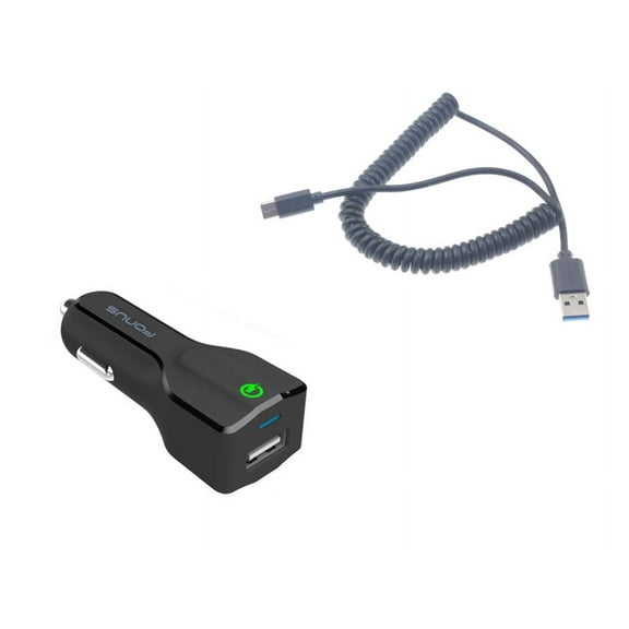 18W Fast Car Charger for Moto G Stylus 5G (2022) Phone - USB Port Coiled Cable Type-C Quick Charge X3Y Compatible With Motorola Moto G Stylus 5G (2022)