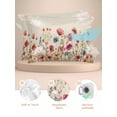 thumbnail image 2 of Pink Orange Teal Spring Floral Pillow Cases Queen Size Set of 2, Smooth Satin Pillowcase for Hair and Skin, Watercolor Botanical Summer Flowers Decorative Cooling Bed Pillow Covers, 20x30 Inches, 2 of 5