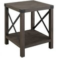 thumbnail image 1 of Table d'Appoint en Métal Style Ferme avec Étagère Inférieure en Gris Sable, 1 of 4