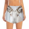 thumbnail image 4 of Lsque White Reindeer Portrait Printed Women's Running Shorts with Liner Pockets,Elastic Quick Dry Workout Athletic Gym Yoga Shorts,Womens High Waist Shorts-Large, 4 of 9