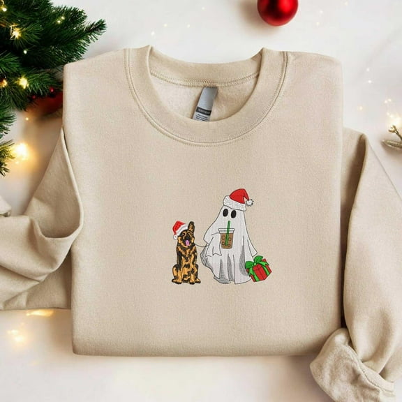 German Dog Breed Santa Embroidered Christmas Sweatshirt