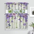 thumbnail image 2 of Purple Flower Butterfly2(1) Kitchen Curtain Valance 3 Piece Home Curtains and Valance Set Curtain Sink Window Decor Window Treatment Tier 27.5x36 Length, 2 of 6