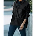 thumbnail image 3 of Women Leather Shirt, Long Sleeve Lapel Neck Chest Pockets Blouse Casual Party Loose Spring Fall Cardigan Tops, 3 of 7