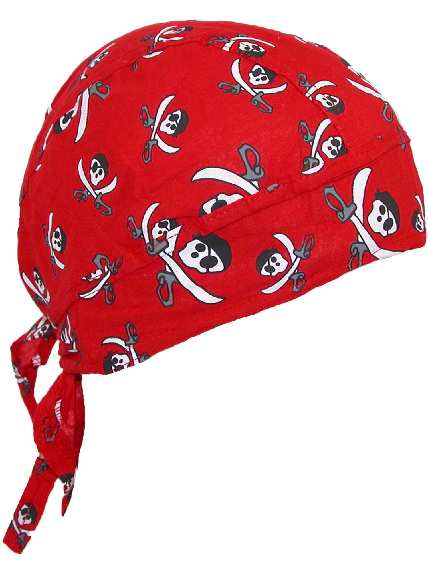 QUALITY RED PAISLEY SKULLCAP HEAD WRAP MADE IN THE USA BUILT IN SWEAT BAND 