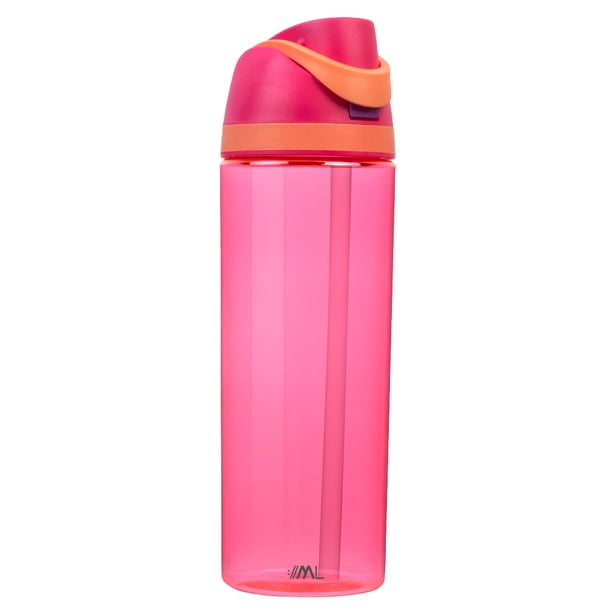 MAGMALIFE Termo Boost Clear 710 ml, Botella Transparente con Popote y Tapa Dual, Antiderrames, Tritan Resistente, Apertura Rápida, Asa Integrada, Libre de BPA (Rosa)