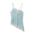 thumbnail image 4 of Women Inner Tank Tops Sleeveless Lace Trim Vest Camisole Shirts Blue M, 4 of 4