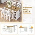 thumbnail image 3 of 60"Lx30"W Solid Wood Farmhouse Counter Height Dining Table Set With 3-Tier Storage Shelves, Upholstered Dining Chairs For 4, 5-Piece, White, 3 of 9