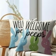 thumbnail image 6 of Easter Pillow Covers 16x16 Inch Set of 2 Colorful Bunny Welcome Peeps Easter Decorative Throw Pillow Covers Farmhouse Pillowcases Cotton Linen Square Cushion Covers for Couch Bed Sofa Chair Home Decor, 6 of 6