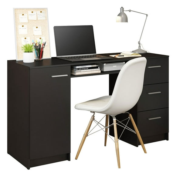 Madesa Modern Office Desk 53", Study Desk with 3 Drawers, 1 Door and 1 Storage Shelf
