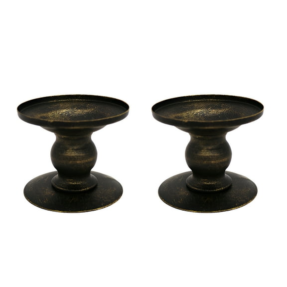 LAMIRO Candle Holders, 2Pcs Iron Pillar Retro Simplistic Sturdy Candle Pedestal For Wedding Party Home