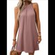 thumbnail image 1 of Vestido de Verano , Suelto, Sin Mangas, con Cuello Redondo y Cuello Halter, Color Sólido, Polvo Oscuro, Talla XL, 1 of 9