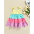 thumbnail image 2 of Bagilaanoe Toddler Baby Girl Summer Dress Contrast Color Sleeveless A-line Dresses 6M12M 18M 24M 3T Kids Casual Swing Sundress, 2 of 7