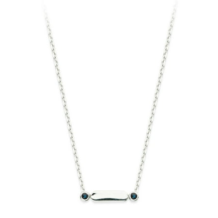 Sapphire Bag - 14k White Gold and Sapphire Bar Design Necklace