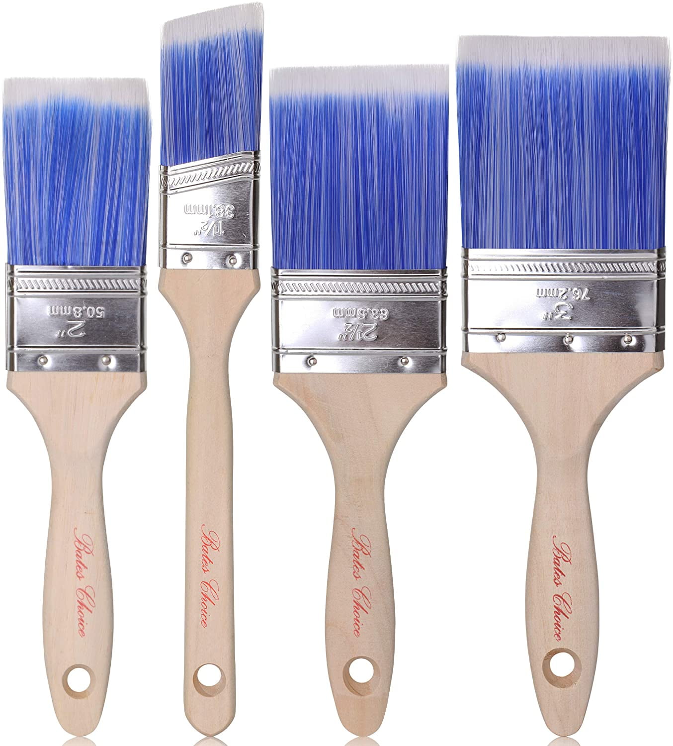 Paint Brushes Brush Set 4 4 Pack Stains & Wall Painting Acrylic - Good qulaity with Wooden Handle Synthetic Bristles Can Be Used with Varnishes