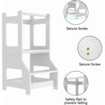 thumbnail image 2 of Wooden Cooking Step Stool for Kids,Adjustable Height,Kids Step Ladder Stool Safety Bar Helper,White, 2 of 5
