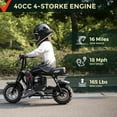 thumbnail image 6 of FRP 40cc Mini Bike Gas Powered 4-Stroke Off Road Dirt Bike for Teens, Youth Pocket Bike with Pull Start & Disc Brake, 18 MPH Max Speed (Black) - Includes Gloves, Knee Pads, Elbow Pads & Neck Gaiter, 6 of 7