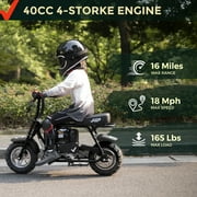 FRP 40cc Mini Bike Gas Powered 4-Stroke Off Road Dirt Bike for Teens, Youth Pocket Bike with Pull Start & Disc Brake, 18 MPH Max Speed (Black)