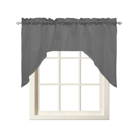 Solid Color Swag Valance and Tier Curtains Set Dark Gray Kitchen Curtains 3 Piece Set Rod Pocket Panels for Bedroom Cafe 56x36 inch