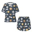 thumbnail image 5 of Wukai Cartoon Animals Print Women's Pajama Set - Short-Sleeve Top and Shorts with Elastic Waistband and Pockets for Loungewear, Yoga, and Casual Wear-Medium, 5 of 8