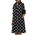thumbnail image 2 of Usmixi Formal Dresses for Women Casual Button Down Lightweight Loose Knee-Length Shirt Dress Lapel Long Sleeve Solid Summer Midi Dresses Green XXXL, 2 of 6