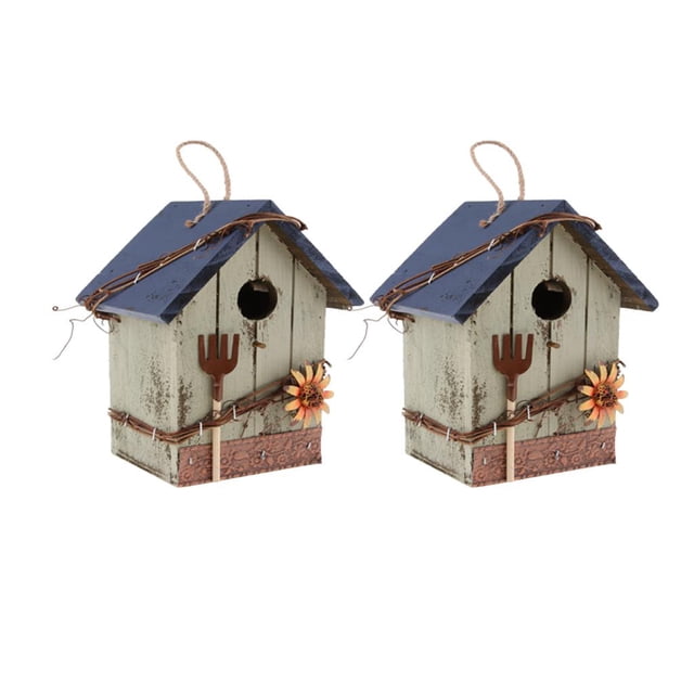 Casas de aves decorativas al aire libre, casas de aves Casa de madera de madera Casa de aves, Casa de aves Jardín Caja de nidificación de aves Nido colgante, Ornamento colgante de jardín